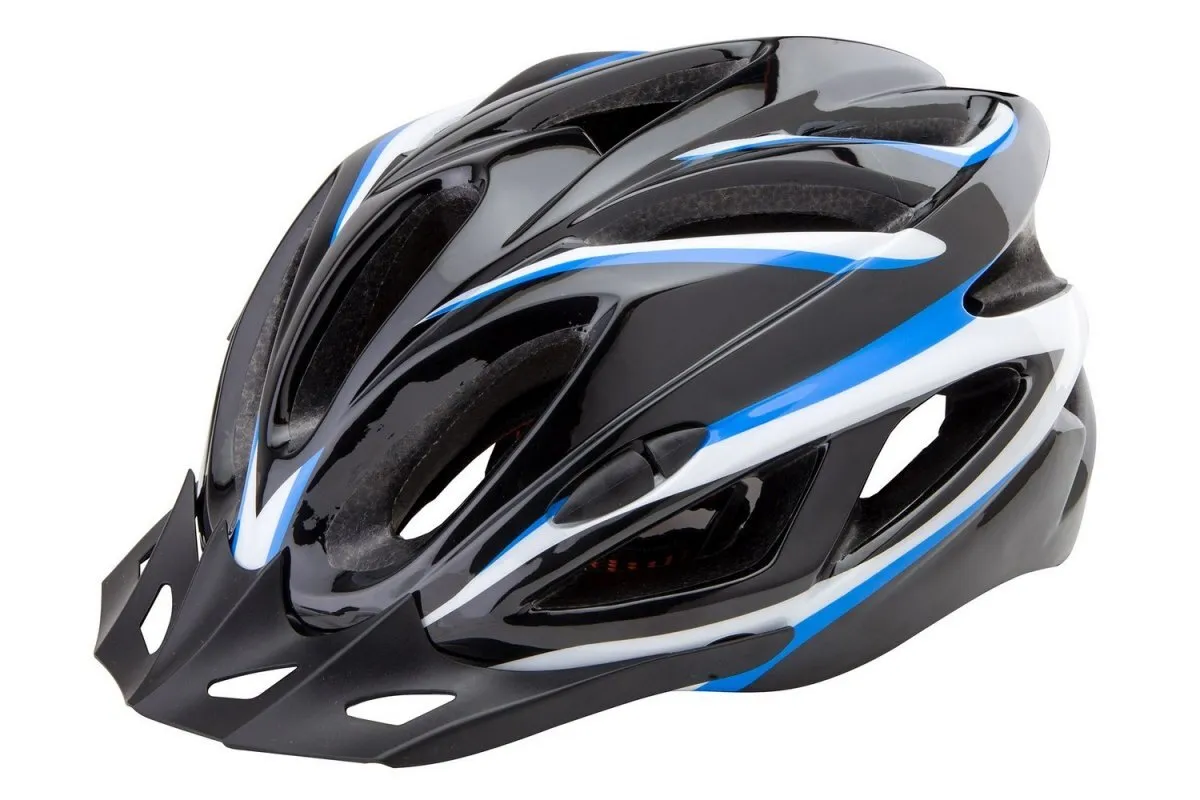Реальное фото Шлем FSD-HL022 черный с синими полосами 600129 от магазина СпортЕВ