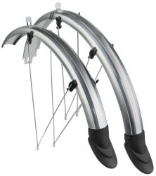 Крылья 26" SP56A 7A полноразмерные пластиковые с брызговиками серебр. 610017