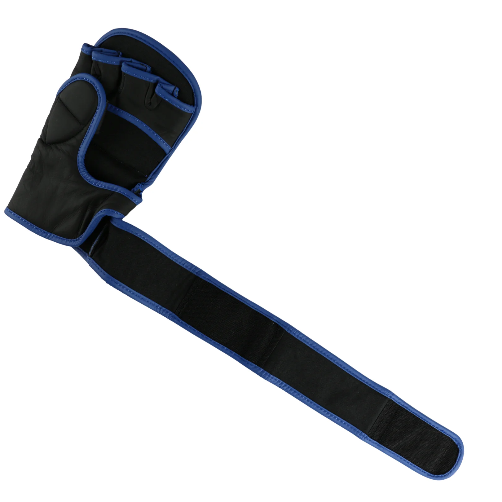 Реальное фото Перчатки ММА BoyBo Wings кожа черно-синие 1435 от магазина Спортев