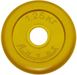 Диск d 26 мм Антат тренировочный обрезиненный 1.25 кг желтый ДтАЦ-01.25-26