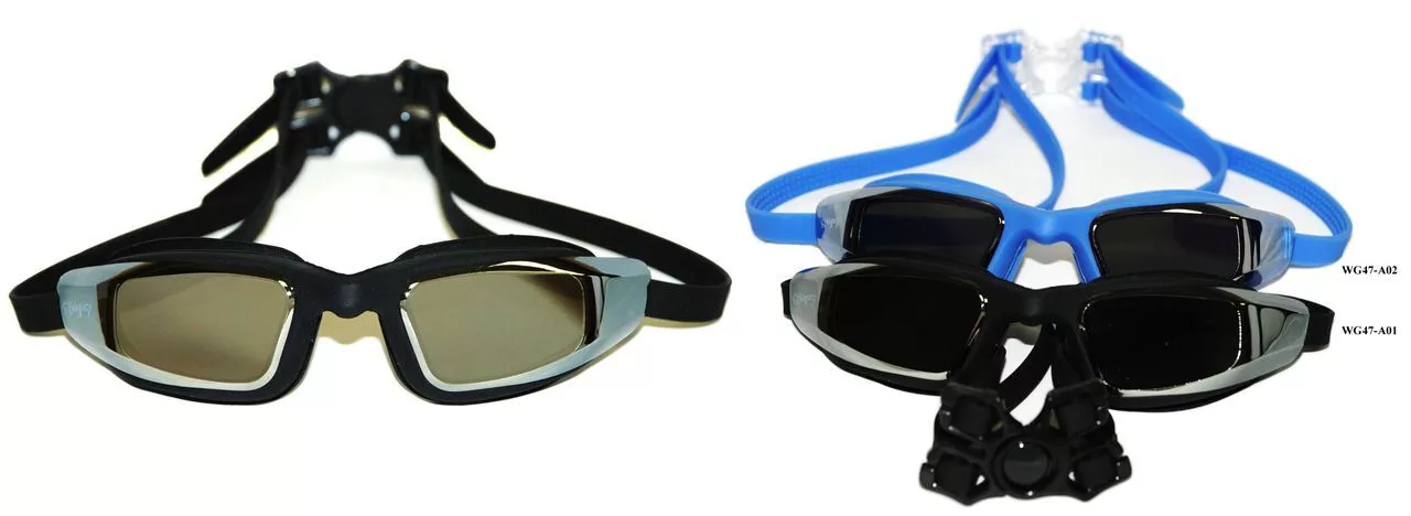 Реальное фото Очки для плавания Whale Y0M703(M703) для взрослых зеркальные синий/серебро от магазина СпортЕВ