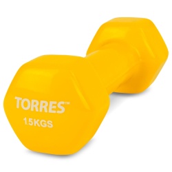 Гантель виниловая 1,5 кг Torres желтый PL522203